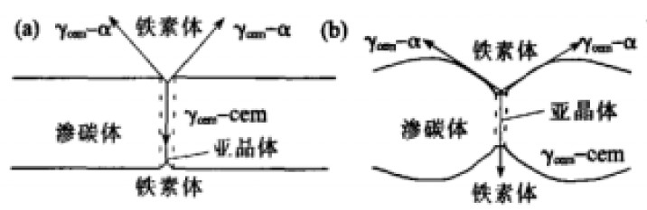 Fig.3 The spheroidization mechanics graphics of lamellar pearlite